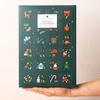 Advent calendar verde cu ciocolata in forma de figurine de Craciun