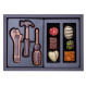 CHOCOLATE TOOL SET AND PRALINES.